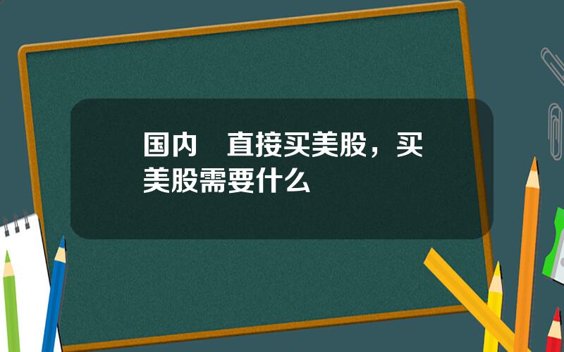 国内   直接买美股，买美股需要什么